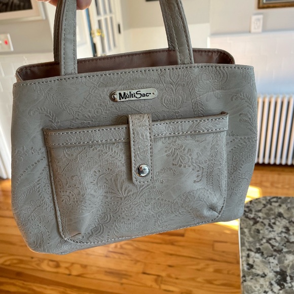 MultiSac Taupe Beige Embossed Women's Mini Hand Bag NWOT - Picture 2 of 6